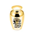 Gold stainless steel memorial urn for pet ashes with Wings Were Ready engraved quote - Gold