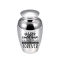 Polished silver stainless steel memorial cremation urn for pet ashes with heart quote - Silver