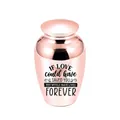 Small rose gold stainless steel memorial urn for human or pet ashes, 70x45mm size - Rose Gold