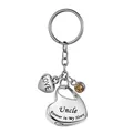 Llavero urna de corazón en acero plateado grabado con 'Uncle Forever in My Heart' - Colgante Conmemorativo de Tío