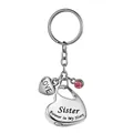 Llavero de urna funeraria de corazón en acero inoxidable con grabado Sister y dije rosa - Sister