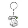Llavero urna corazón de acero para esposo con piedra verde y amuleto LOVE - Colgante Conmemorativo de Esposo