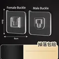5 pairs of heavy duty interlocking adhesive wall hooks in 6x6cm size for power strip - 5 Pairs Pack (Square) / Clear
