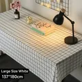 Large white grid PVC tablecloth, waterproof and oil-proof dining table cover, 137x180cm - 137*90cm / White Grid (Thickened)
