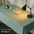 Green checkered waterproof PVC tablecloth for rectangular dining tables, 137x180cm - 137*90cm / Green Grid (Thickened)