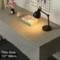 Grey and white plaid rectangular tablecloth, waterproof and oil-proof PVC desk cover - Gray Grid (Standard)
