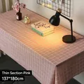 Pink grid PVC tablecloth, waterproof and oilproof, 137x180cm for dining or study desks - Pink Grid (Regular Style)