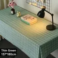 Green checkered PVC tablecloth, waterproof and oilproof for rectangular dining table - Green Grid (Regular Style)