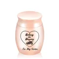 Rose gold stainless steel memorial cremation urn with Riding in Heaven sister engraving - To Sister / Rose Gold