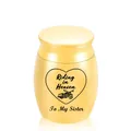 Mini gold stainless steel memorial urn with Riding in Heaven heart engraving for sister - To Sister / Gold