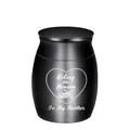 Small black stainless steel cremation urn with heart and motorcycle To My Brother - To Brother / Black