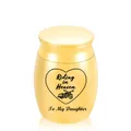 Miniature golden stainless steel cremation memorial urn for daughter with motorcycle - To Daughter / Gold