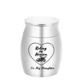 Small stainless steel memorial urn for daughter with motorcycle riding in heaven theme - To Daughter / Silver