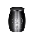 Small black stainless steel cremation urn for grandma with motorcycle heart design - To Grandma / Black