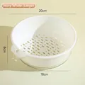 Large ivory white double-layer kitchen colander bowl with 20cm diameter and 8cm height - L / Ivory