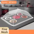 Large foldable square white mesh food cover for dining table 80x60cm protective net - 80x60cm Rectangular