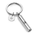 Silver cylindrical pet cremation urn keychain with decorative paw print charm pendant - Silver (8*38mm)