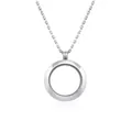 Pendentif médaillon flottant en acier inoxydable argenté avec vitre - 20mm / Argent