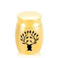 Personalized gold stainless steel pet cremation urn with tree of life engraving 30x40mm - Gold