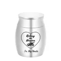 Small silver stainless steel memorial urn with Riding in Heaven motorcycle uncle engraving - To Uncle / Silver