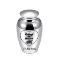 Silver polished stainless steel cremation urn for uncle with motorcycle engraving - Best UNCLE Ever / Silver