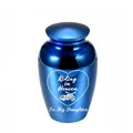 Blue personalized titanium steel memorial cremation urn for daughter's keepsake gift. - Brother / Blue