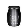 Matte black stainless steel keepsake memorial urn with "To My Mom" motorcycle engraving - To Mom / Black