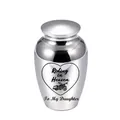 Polished silver stainless steel cremation urn with heart Riding in Heaven motorcycle design - Daughter (Daughter) / Silver