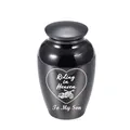 Black titanium steel keepsake urn with motorcycle Riding in Heaven engraving for son - Son (SON) / Black