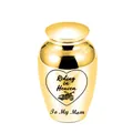 Small golden keepsake urn for ashes with heart motorcycle Riding in Heaven engraving - Mom / Gold