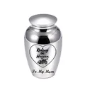 Customizable silver titanium steel memorial urn with Riding in Heaven heart engraving for Mom - Mom / Silver