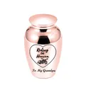 Elegant rose gold titanium steel memorial urn for ashes with motorcycle engraving. - Grandpa / Pink