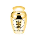 Golden titanium steel heart cremation urn for grandpa with motorcycle engraving - Grandpa / Gold
