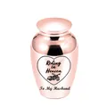 Rose gold cremation urn for husband with motorcycle riding in heaven engraving - Husband / Pink