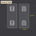 Heavy-duty transparent adhesive wall hooks 5 pairs pack vertical style for organizers - Vertical / 5 Pairs Pack (Extra Large) / Clear