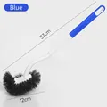 Blue long-handle toilet brush with 37cm length and 12cm flexible brush head - Long Handle Curved Style / Elegant Blue