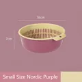 Small Nordic purple double-layer vegetable draining basket, 16cm diameter kitchen tool - Small (16x16x7cm) / Nordic Purple