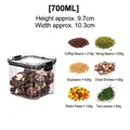 700ml clear square airtight food storage container with lid for kitchen pantry organization - 700ml / Single Piece / Black Cap