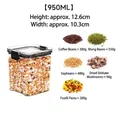 Airtight 950ml food storage container for grains and dried beans with locking lid - 950ML / Single Piece / Black Cap