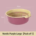 Nordic purple large double-layer kitchen drain basket for washing vegetables and fruit - Large (20x20x9cm) / Nordic Purple