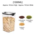 1300ML transparent airtight plastic food storage jar for grains and coffee beans - 1300ML / Single Piece / Black Cap
