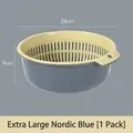 Extra large nordic blue double-layer kitchen drain basket, 24cm diameter colander set - Extra Large (24x24x9cm) / Nordic Blue
