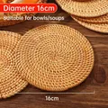 16cm round handmade rattan woven heat-insulating mat for bowls and plates. - Rattan Mat / Diameter 16cm