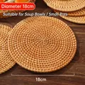 18cm runde handgewebte natürliche Rattan-Hitzeschutzmatte für heiße Töpfe und Schalen - Rattanmatte / Durchmesser 18cm