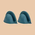 Dark teal silicone mini oven mitts heat-resistant pinch grips for kitchen cooking - One Pair of Heat-Resistant Oven Mitts