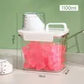 Διαφανές δοχείο απορρυπαντικού 1100ml με μεζούρα και αεροστεγές λευκό καπάκι αποθήκευσης - 1100mL (17.5x13x8cm) / Διαυγές Λευκό