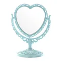 Miroir de maquillage vintage en forme de cœur bleu pastel pour dortoir d'étudiants - Cœur / Bleu clair