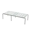 White expandable metal kitchen organizer shelf for under-sink cupboard storage and organization - 36-69cm Expandable / Hollow Grey