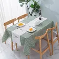 Nordic style green checkered waterproof PVC tablecloth with decorative elk pattern - 137x137cm / Elk