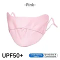 Maschera solare traspirante in seta di ghiaccio rosa con valutazione UPF50+ per l'estate - Rosa